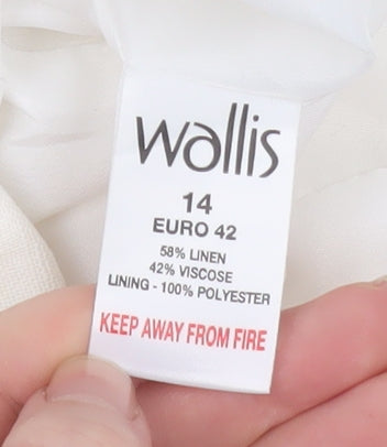 Wallis Ivory Linen Blend Women's Size 14 Single-Breasted Blazer