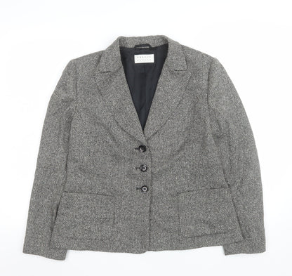 Precis Petite Women's Grey Wool Blend Single-Breasted Blazer Size 14