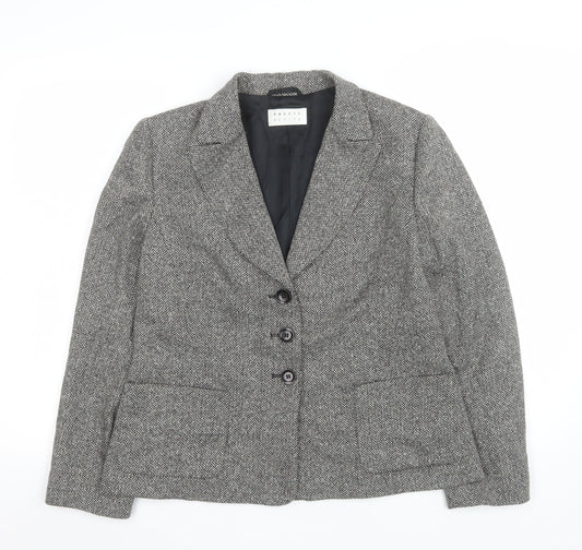 Precis Petite Women's Grey Wool Blend Single-Breasted Blazer Size 14