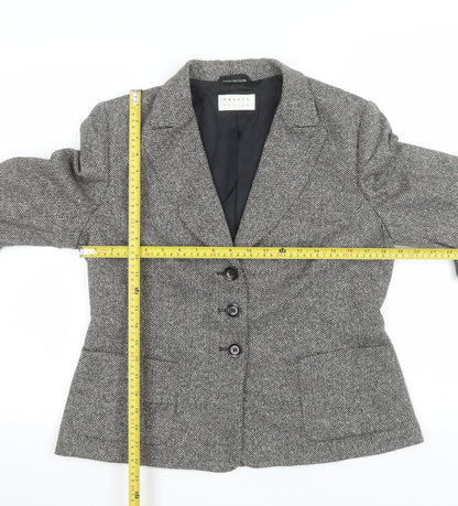 Precis Petite Women's Grey Wool Blend Single-Breasted Blazer Size 14