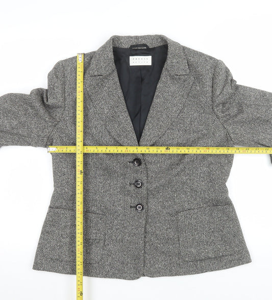 Precis Petite Women's Grey Wool Blend Single-Breasted Blazer Size 14