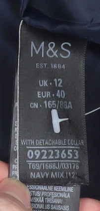 Marks and Spencer Women's Navy Wool Pea Coat with Faux Fur Collar Size 12