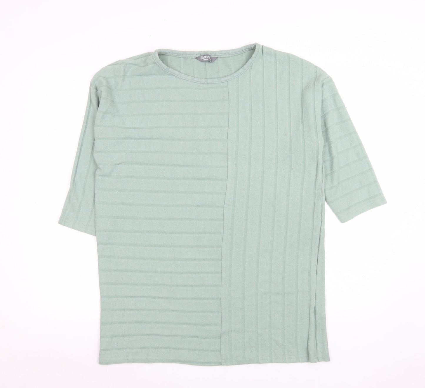 Nutmeg Women’s Green Striped Short Sleeve T-Shirt Size 12