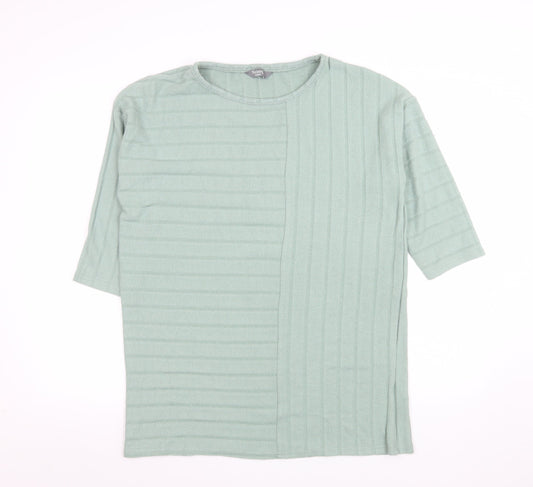 Nutmeg Women’s Green Striped Short Sleeve T-Shirt Size 12