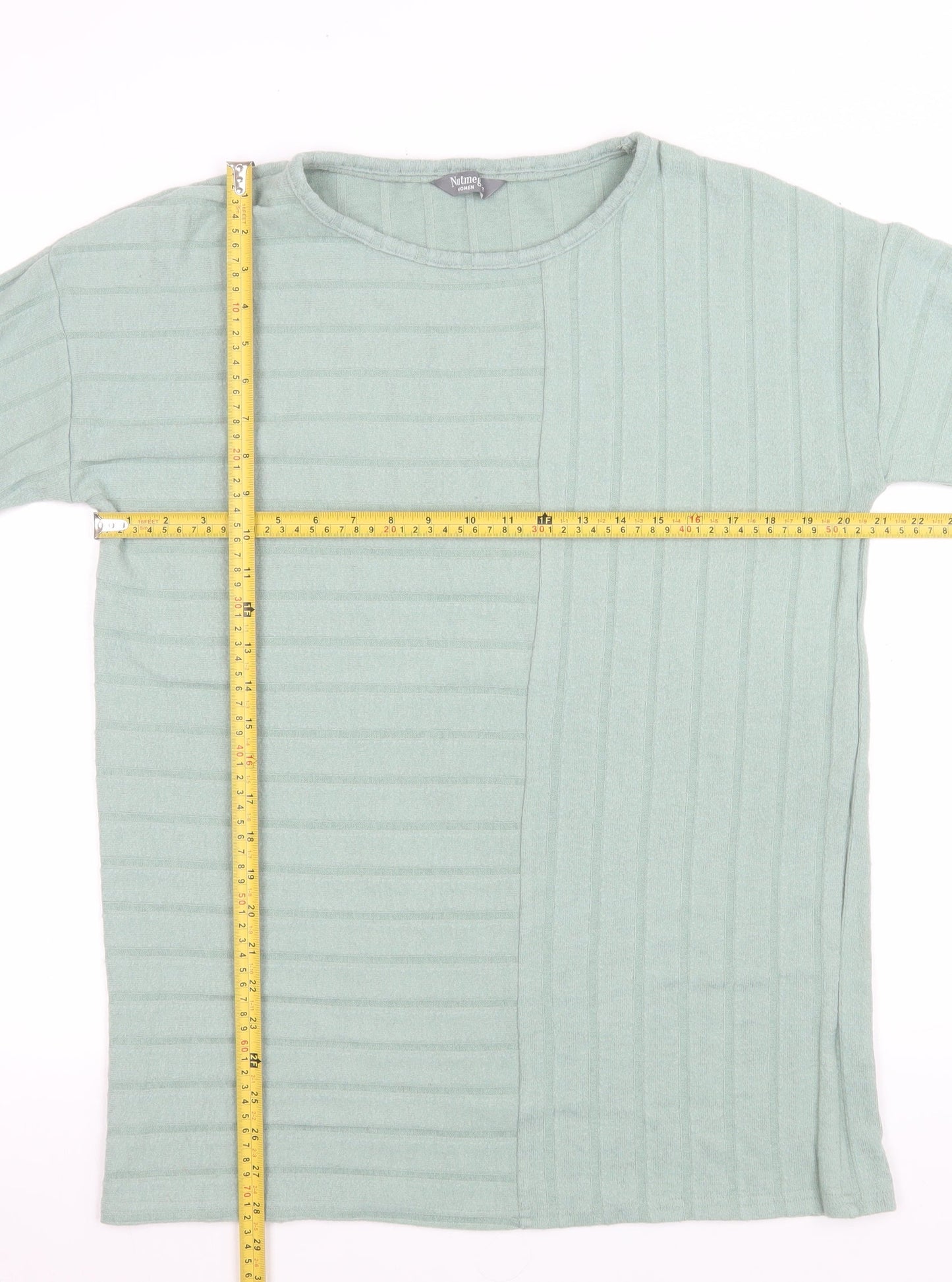 Nutmeg Women’s Green Striped Short Sleeve T-Shirt Size 12
