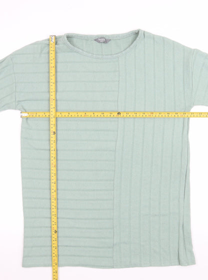 Nutmeg Women’s Green Striped Short Sleeve T-Shirt Size 12