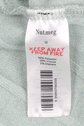 Nutmeg Women’s Green Striped Short Sleeve T-Shirt Size 12