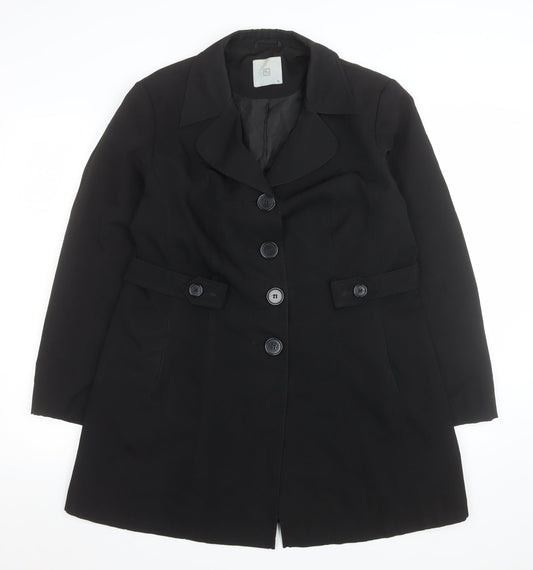 TU Women’s Black Size 16 Trench Coat Lined Mid-Length Classic Workwear