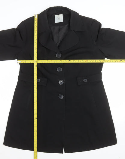 TU Women’s Black Size 16 Trench Coat Lined Mid-Length Classic Workwear