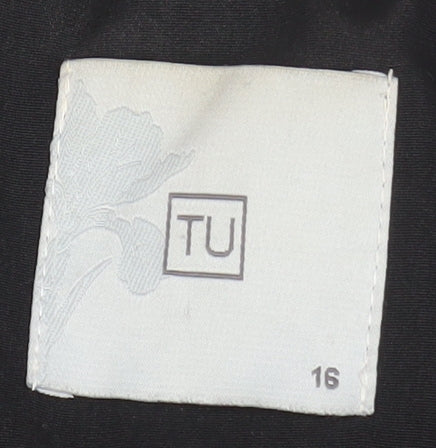 TU Women’s Black Size 16 Trench Coat Lined Mid-Length Classic Workwear