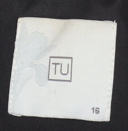 TU Women’s Black Size 16 Trench Coat Lined Mid-Length Classic Workwear