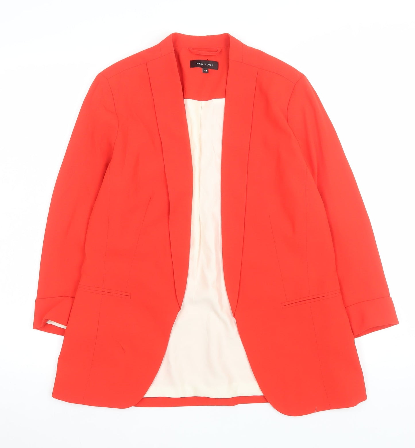 New Look Women Red Longline Blazer UK 12 Polyester Lined Jacket
