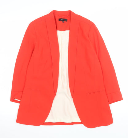 New Look Women Red Longline Blazer UK 12 Polyester Lined Jacket