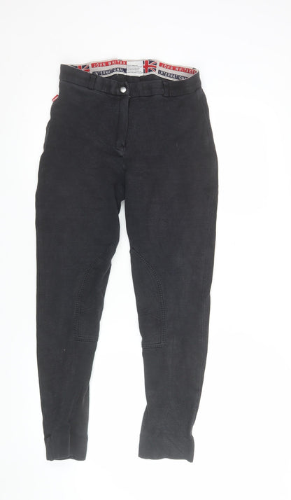 Womens UK Size 32L John Whitaker Slim Fit Jodhpur Black Trousers