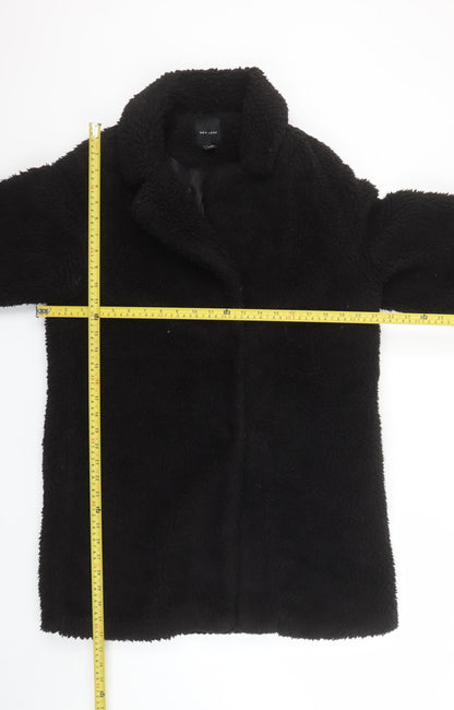 New Look Women's Black Faux Fur Teddy Coat Size 12