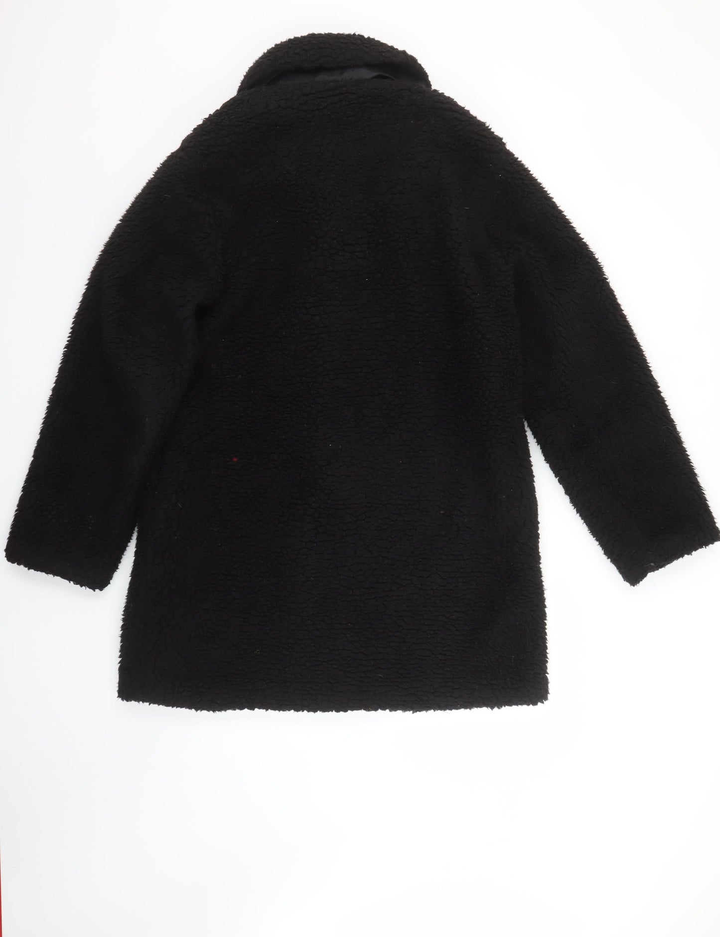 New Look Women's Black Faux Fur Teddy Coat Size 12