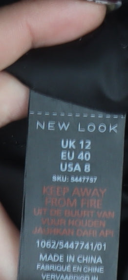 New Look Women's Black Faux Fur Teddy Coat Size 12