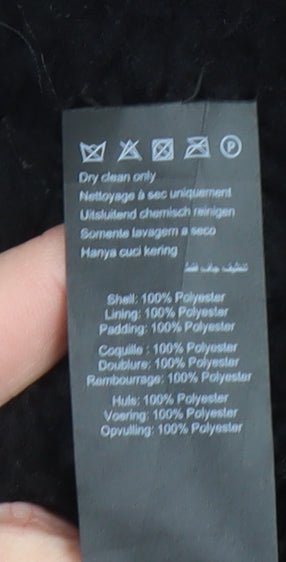 New Look Women's Black Faux Fur Teddy Coat Size 12