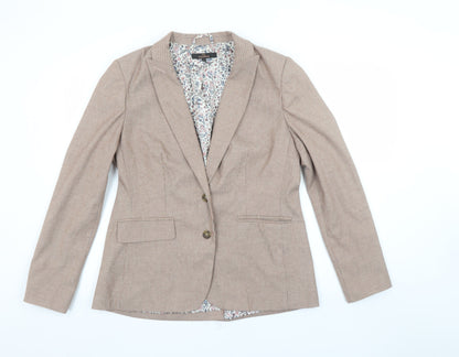 Next Women’s Beige Check Blazer UK 14 Regular Fit Single-Breasted