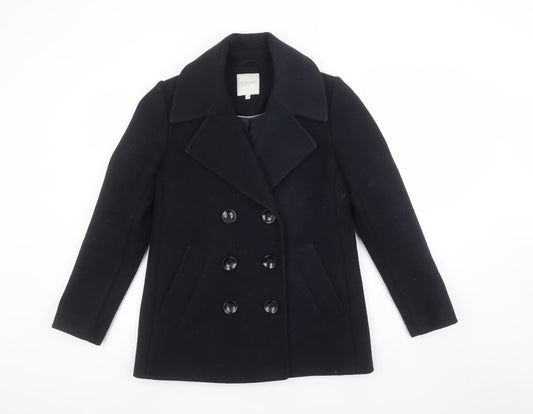 Principles Petite Women's Black Wool-Blend Pea Coat Size 10
