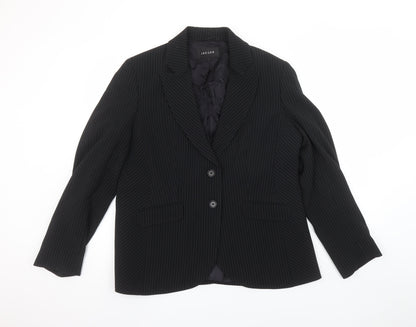 Jaeger Womens Black Pinstripe Single-Breasted Blazer UK 18 Classic Fit