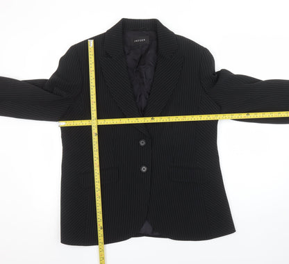 Jaeger Womens Black Pinstripe Single-Breasted Blazer UK 18 Classic Fit