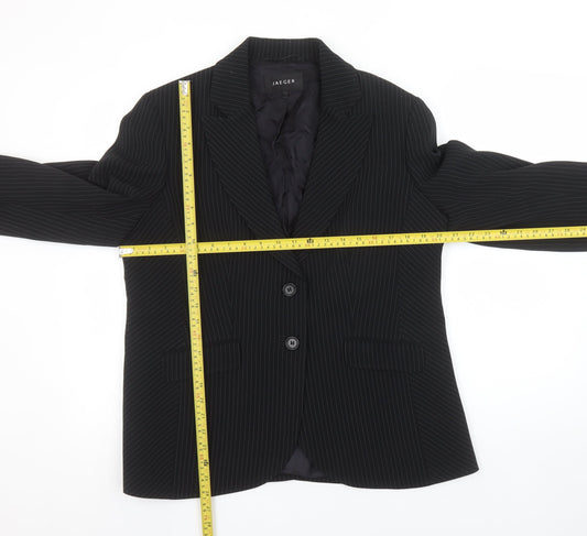 Jaeger Womens Black Pinstripe Single-Breasted Blazer UK 18 Classic Fit
