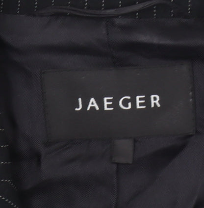 Jaeger Womens Black Pinstripe Single-Breasted Blazer UK 18 Classic Fit