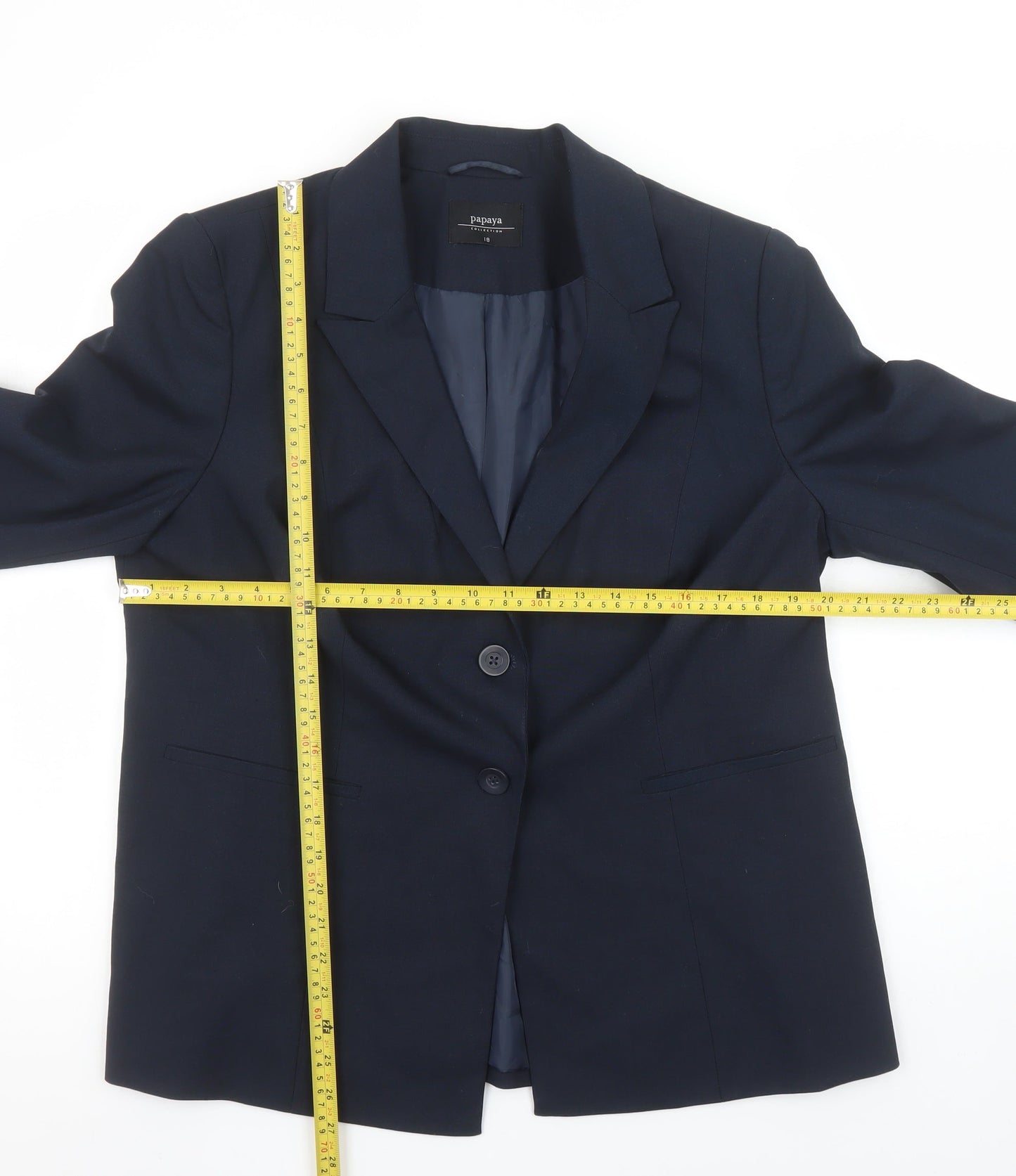 Papaya Women’s Blue Size 18 Tailored Two-Button Blazer Jacket