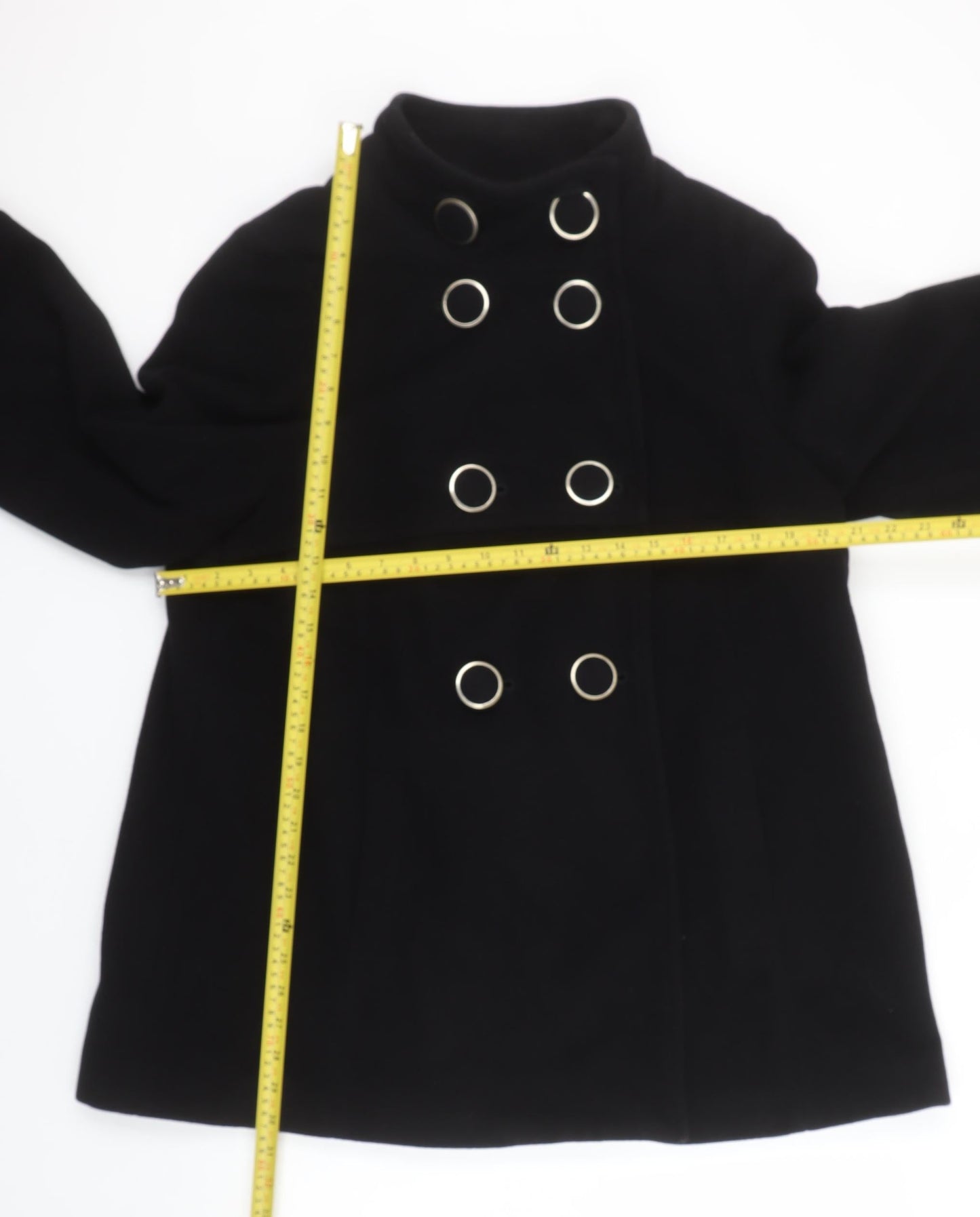 Marks and Spencer Womens Black Wool Blend Pea Coat Size 16