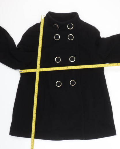 Marks and Spencer Womens Black Wool Blend Pea Coat Size 16