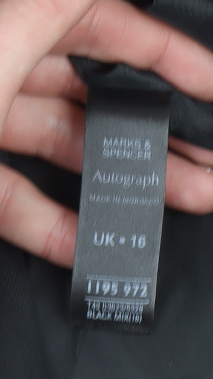 Marks and Spencer Womens Black Wool Blend Pea Coat Size 16