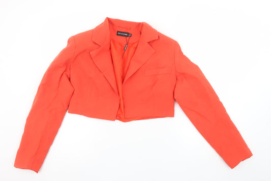 PrettyLittleThing Women Orange Cropped Blazer Jacket UK 10 Linen Mix
