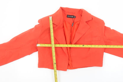 PrettyLittleThing Women Orange Cropped Blazer Jacket UK 10 Linen Mix