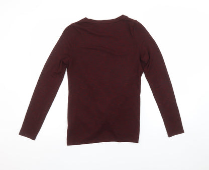 New Look Women Red Long Sleeve Knot Front Basic Jersey Top Size 10