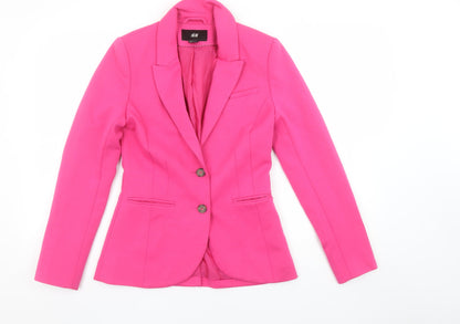H&M Women’s Pink Stretch Blazer Size 4 Slim Fit Two-Button Jacket