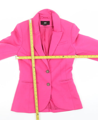 H&M Women’s Pink Stretch Blazer Size 4 Slim Fit Two-Button Jacket