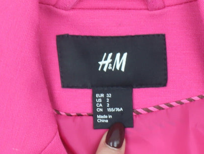 H&M Women’s Pink Stretch Blazer Size 4 Slim Fit Two-Button Jacket