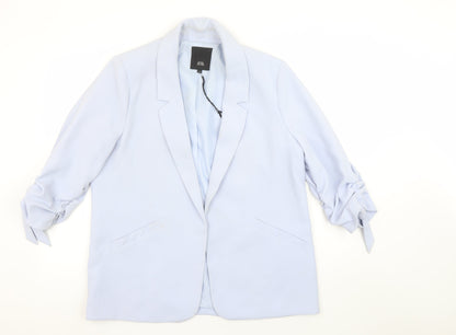 River Island Women Blue Size 14 Relaxed Fit Lined Blazer Jacket