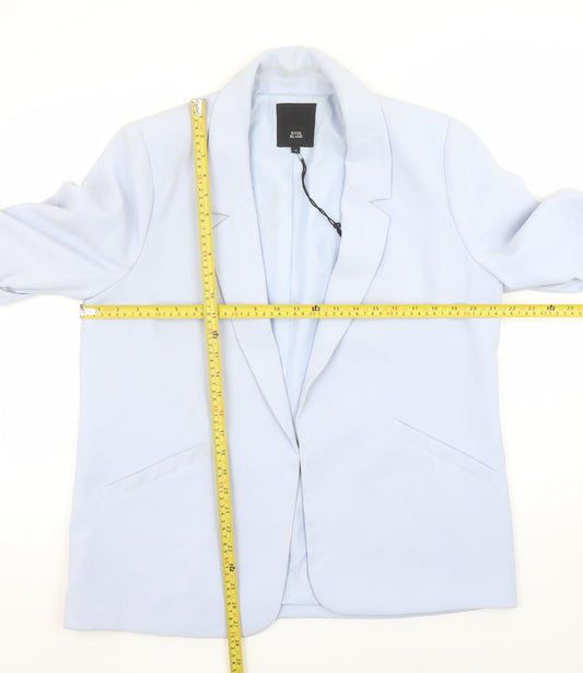 River Island Women Blue Size 14 Relaxed Fit Lined Blazer Jacket