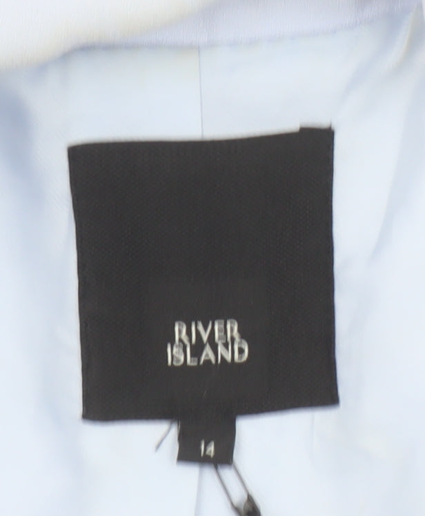 River Island Women Blue Size 14 Relaxed Fit Lined Blazer Jacket