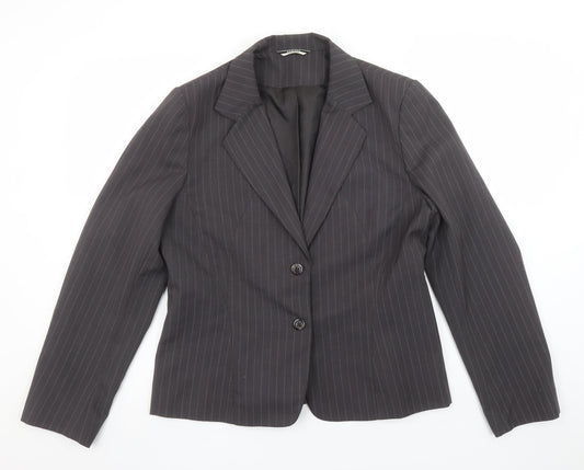 George Women Grey Pinstripe Suit Jacket UK 14 Classic Fit