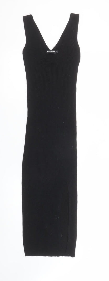 PrettyLittleThing Women's Black Sleeveless V-Neck Knit Bodycon Midi Dress S