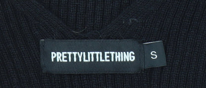 PrettyLittleThing Women's Black Sleeveless V-Neck Knit Bodycon Midi Dress S