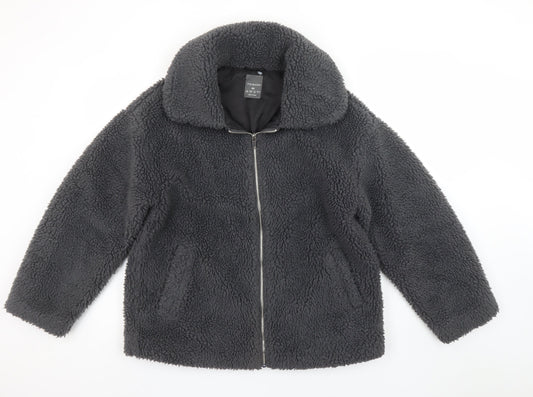 Primark Women’s Grey Fleece Bomber Jacket XS Casual Winter Coat
