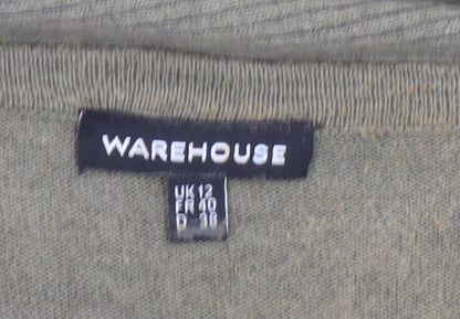 Womens UK Size 12 Warehouse Green Basic Blouse