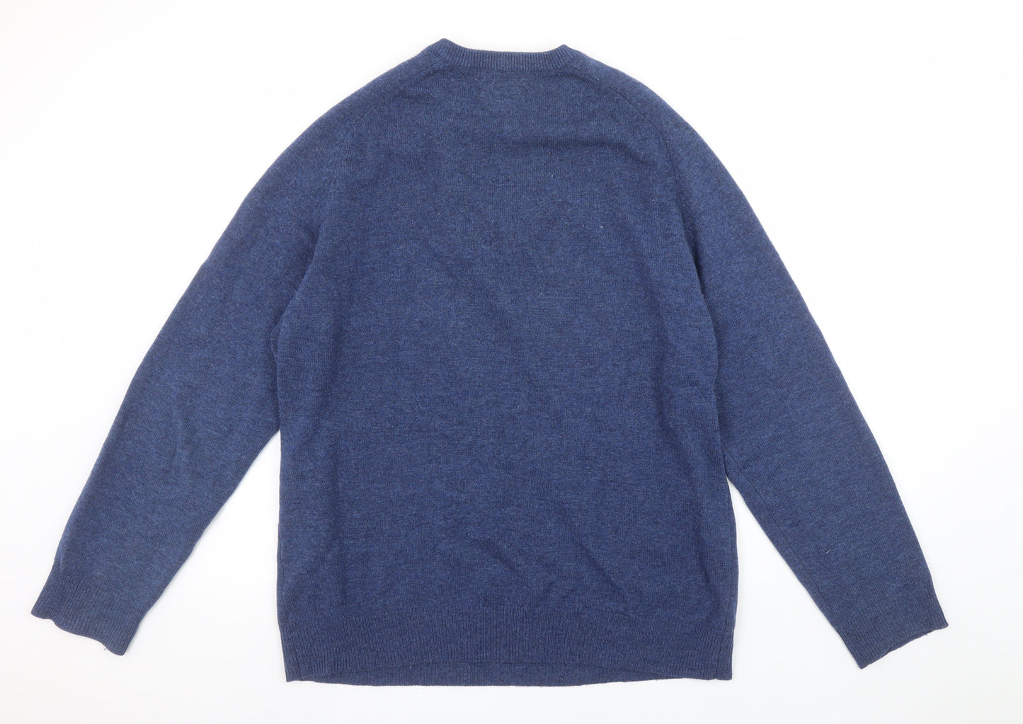 Marks and Spencer Mens Blue Lambswool V-Neck Jumper Size L