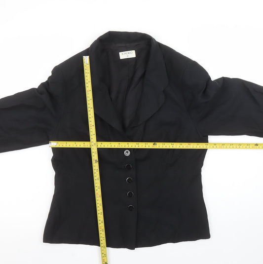 Kaliko Women’s Black Silk Linen Blend Tailored Blazer UK 12