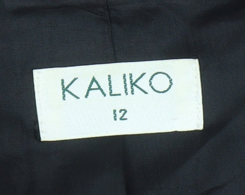 Kaliko Women’s Black Silk Linen Blend Tailored Blazer UK 12