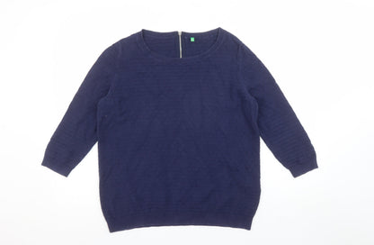 Womens UK Size S United Colors of Benetton Blue Pullover Jumper